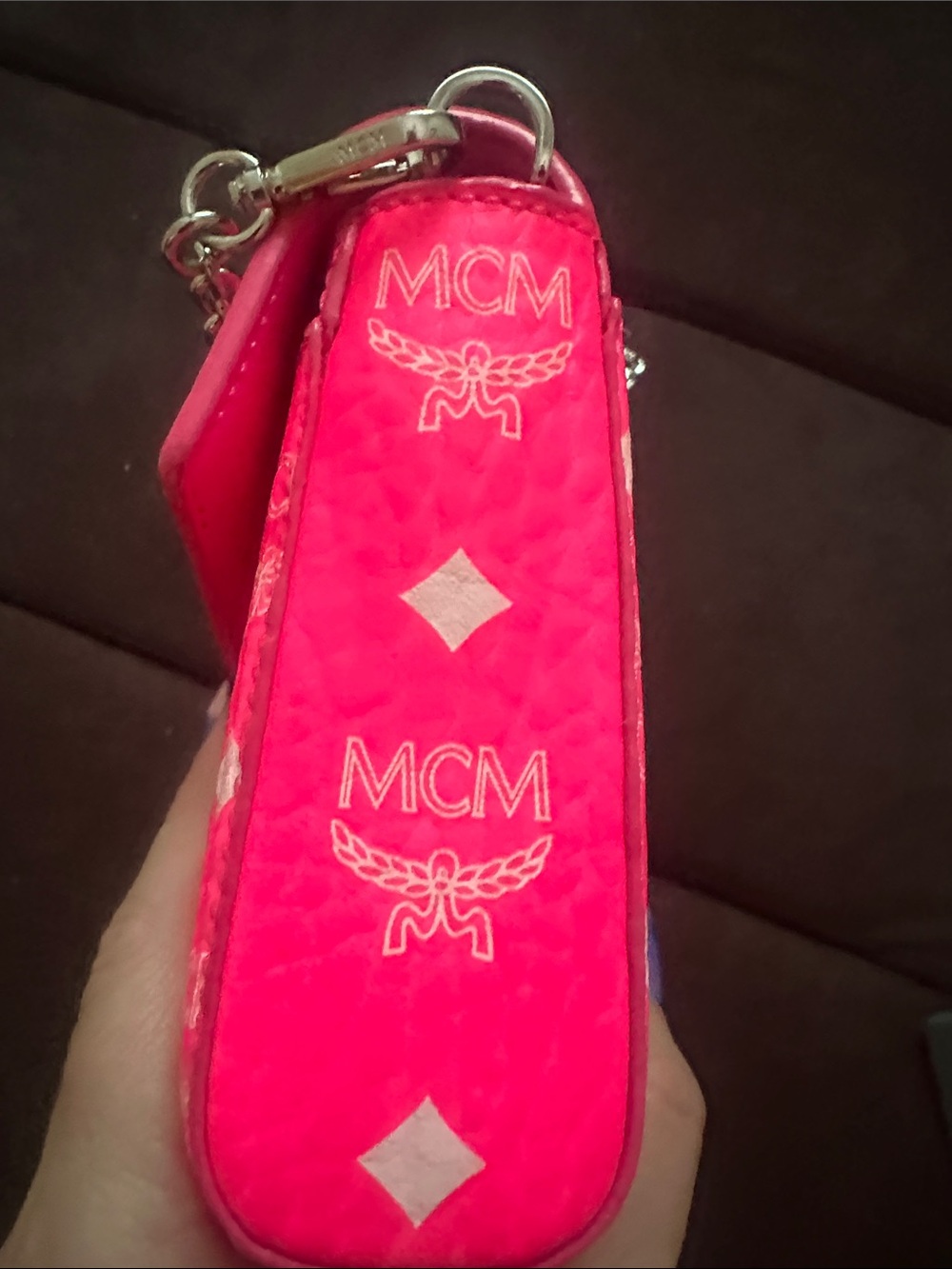 Never used Hot Pink MCM with silver chain - Picture 15 of 16
